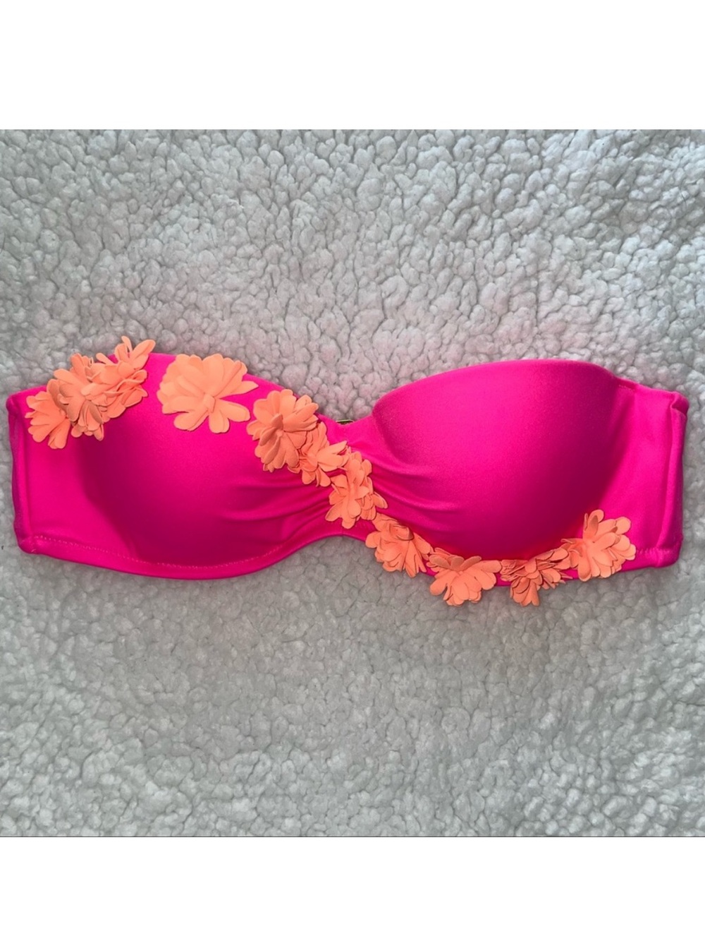 Victoria’s Secret bikini top bright pink orange flowers 34B beachwear swimwear